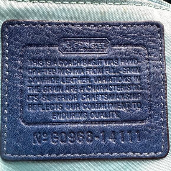 COACH 14111 Navy Blue Leather Madison Tribeca East West Tote Bag - Picture 2 of 11